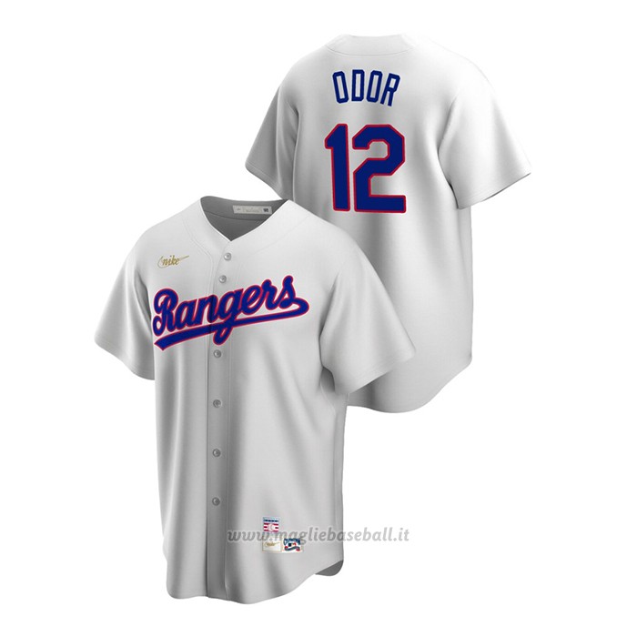 Maglia Baseball Uomo Texas Rangers Rougned Odor Cooperstown Collection Primera Bianco